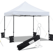 Renwick 10x10ft Heavy Duty Canopy Tent with Wheeled Carry Bag, White